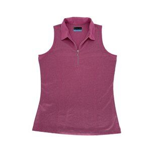 Women's Golf/Tennis Top Pink, Small, PGA Tour Casual Summer Top, V neck collared